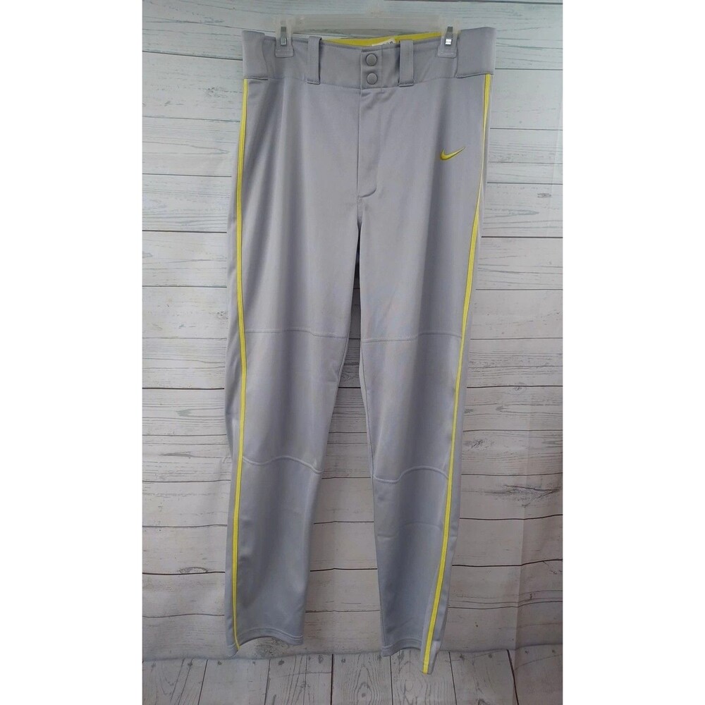 Nike Baseball pants mens Size Medium M Gray Yellow Dri-Fit Swing Man